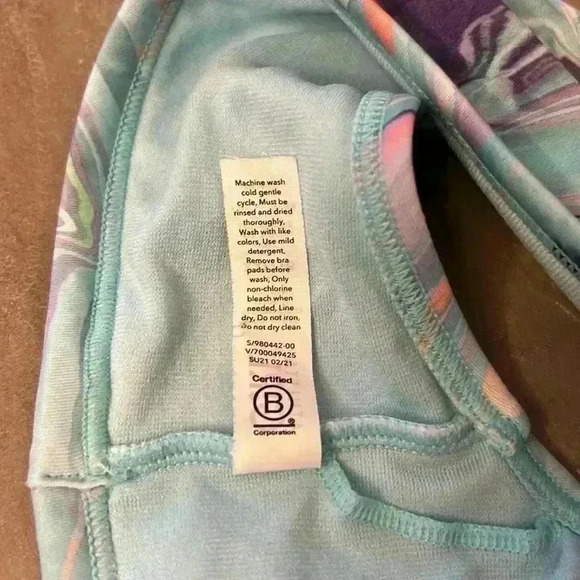 Athleta Girl Racer Back Sports Bra Marble Swirl Size XXL 16 Athletic Sports Yoga - Picture 5 of 5